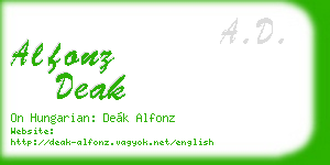 alfonz deak business card