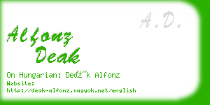 alfonz deak business card